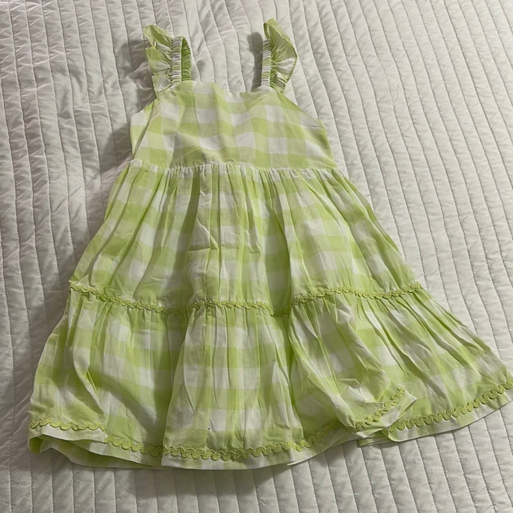 Girls Green Checkered Dress NWOT